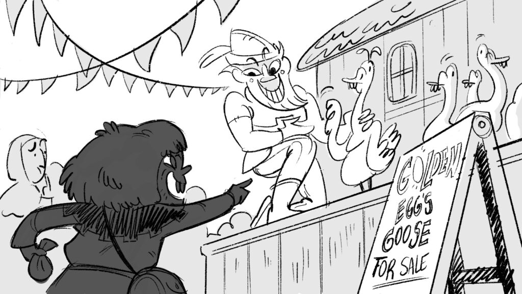 ...when he purchases a golden egg's goose from a salesman